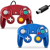 FIOTOK Gamecube Controller, Classic Wired Controller for Wii Nintendo Gamecube (Blue & Red-2Pack)