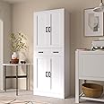 DIYART White Pantry Cabinet, 71" Tall Kitchen Pantry Storage Cabinet with Doors and Drawer, Freestanding Kitchen Hutch Cabine