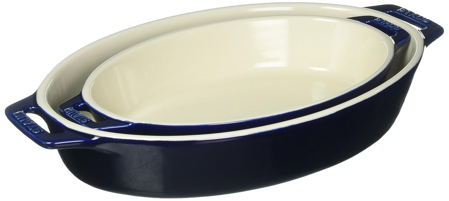 Staub Ceramic 2-pc Oval Baking Dish Set - Dark Blue