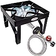 GasOne 200K BTU Propane Burner – Heavy-Duty Propane Stove – Outdoor Burner with Adjustable 0-20Psi Regulator and Steel Braide