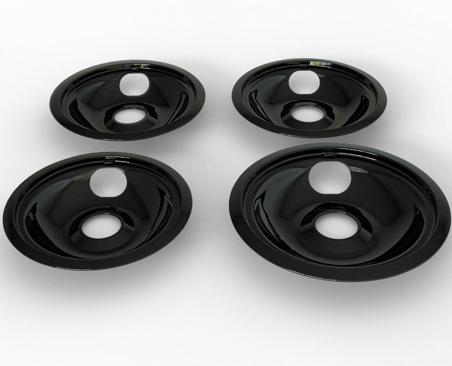 3 Small Bowl WB31M20 6" and 1 Large Bowl WB31M19 8" Drip Pans Burner Bowls Compatible with GE Range Stove Black