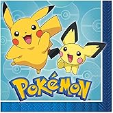 Pokemon Luncheon Napkins - 6.5" x 6.5" (Pack of 16) - Bold & Eco-Friendly Design - Perfect for Parties & Events