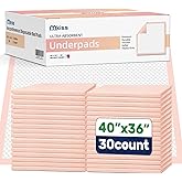 MKISS Extra Large Bed Pads 40" x 36"(30 Count), Disposable Super Absorbent Heavy Duty Incontinence Underpads, Thicken Chucks 