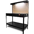 WEN WB4723T 48-Inch Workbench with Power Outlets and Light, Black