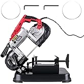 VEVOR Portable Band Saw, 110V Removable Alloy Steel Base Cordless 5 Inch Cutting Capacity Hand held Variable Speed Portable B