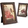 Emfogo 4x6 Picture Frame, Pack of 2 Photo Frame with Real Glass, Solid Wood Rustic Picture Frames 4x6 Display for Wall Decor 