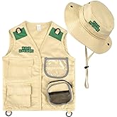 Kidz Xplore Outdoor Adventure Kit for Young Kids - Cargo Vest and Hat Set