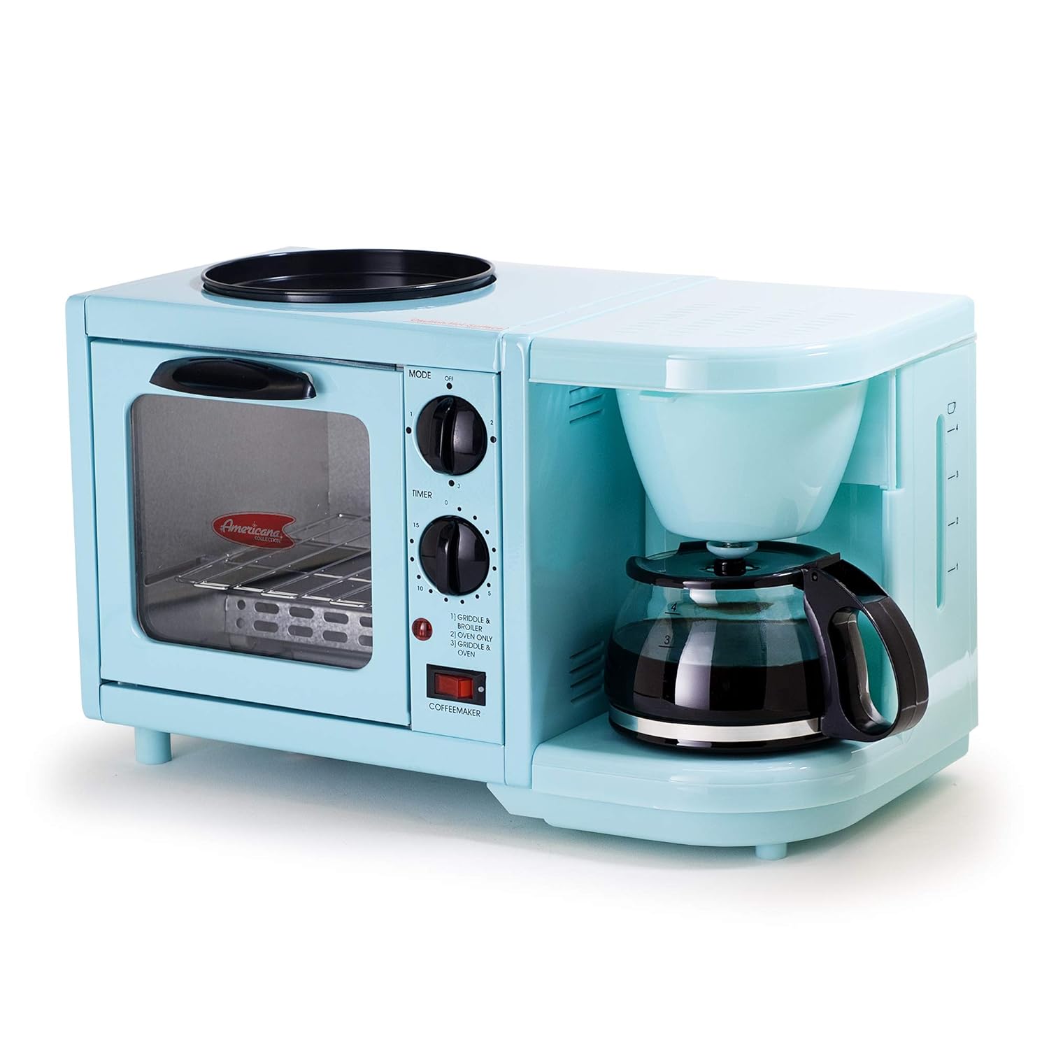 Elite Cuisine EBK-200BL Maxi-Matic 3-in-1 Multifunction Breakfast Center, Blue