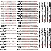 50 Piece Contractor Jigsaw Blades Set with Storage Case, Assorted T-Shank Jig Saw Blades for Wood, Plastic and Metal Cutting(