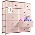 EnHomee Pink Dresser, Dresser for Bedroom with 12 Drawers Dresser& Chests of Dresser for Bedroom, Closet,Hallway,Fabric,11.9"