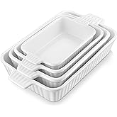 MALACASA Casserole Dishes for Oven, Porcelain Baking Dishes, Ceramic Bakeware Sets of 4, Rectangular Lasagna Pans Deep with H