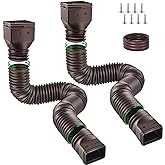 NHBKO Gutter Downspout Extensions with Connector, 2 Pack Flexible Rain Gutter Downspout Extenders with New Upgrade Size 60"+ 