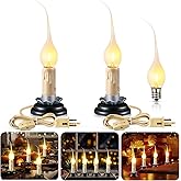 Enhon 2 Pack 3 in Rustic Country Candle Light with Replacement LED Light Bulbs, UL Certification Electric Christmas Window Ca