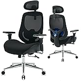 BOSMILLER Ergonomic Office Chair with 4D Adjustable Arms for Tall People Mesh High Back Chair with Lumbar Support and Headres