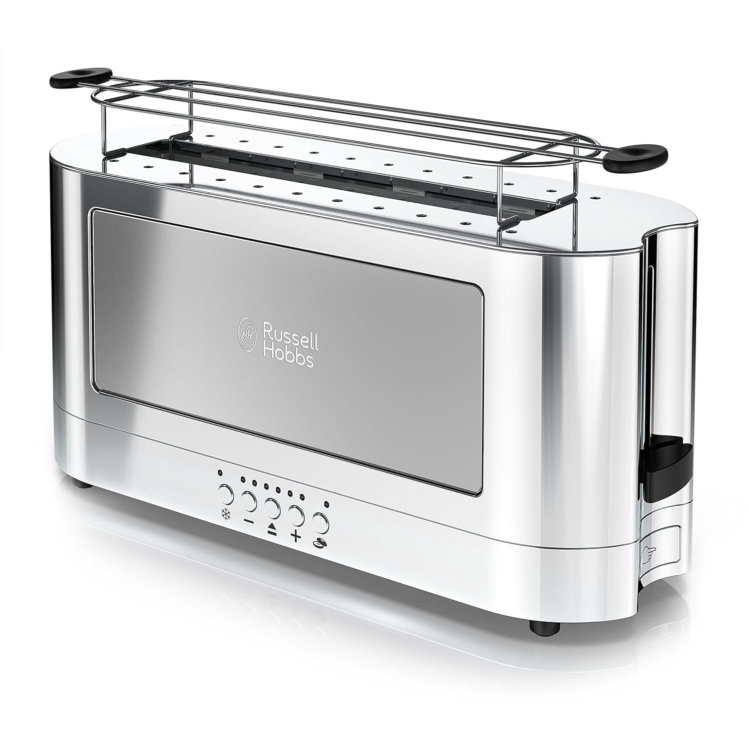 Russell Hobbs 2-Slice Glass Accent Long Toaster, Silver & Stainless Steel, TRL9300GYR