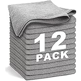 WEAWE Gray Microfiber Cleaning Cloth 13"x13", Ultra Soft Absorbent Microfiber Cleaning Rags for Housekeeping Cleaning Supplie