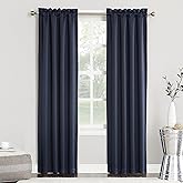 Sun Zero Easton Energy Saving Blackout Rod Pocket Curtain Panel, 40" x 84", Navy Blue