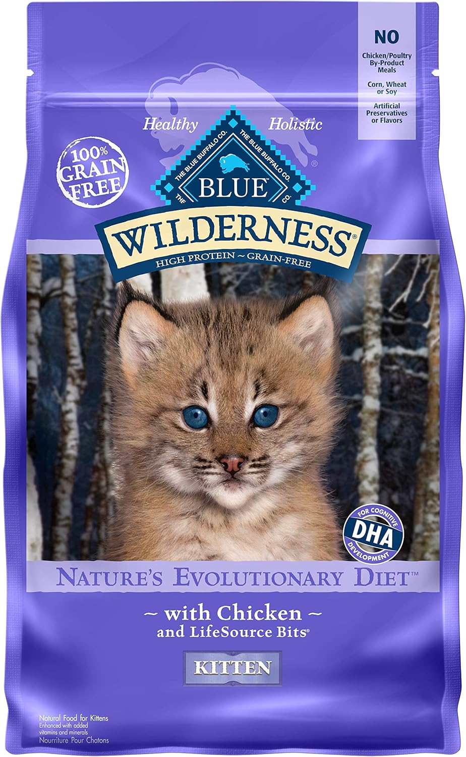 Blue Buffalo Wilderness High Protein Grain Free, Natural Kitten Dry Cat Food, Chicken 5-Lb