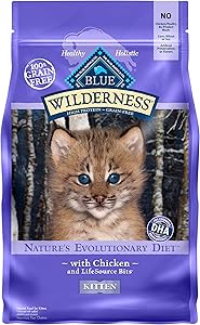 Blue Buffalo Wilderness High Protein Grain Free, Natural Kitten Dry Cat Food, Chicken 5-Lb