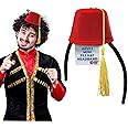 Nicky Bigs Novelties Adult Costume Accessory Mini Fez Hat Headband - Red Felt Fez for Turkish Hat Costumes, Bellhop Hat, Shri