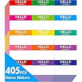 15 Colors 405 PCs Name Tag Rainbow Sticker in for Themed Party School Office Home (3"x2" Each)