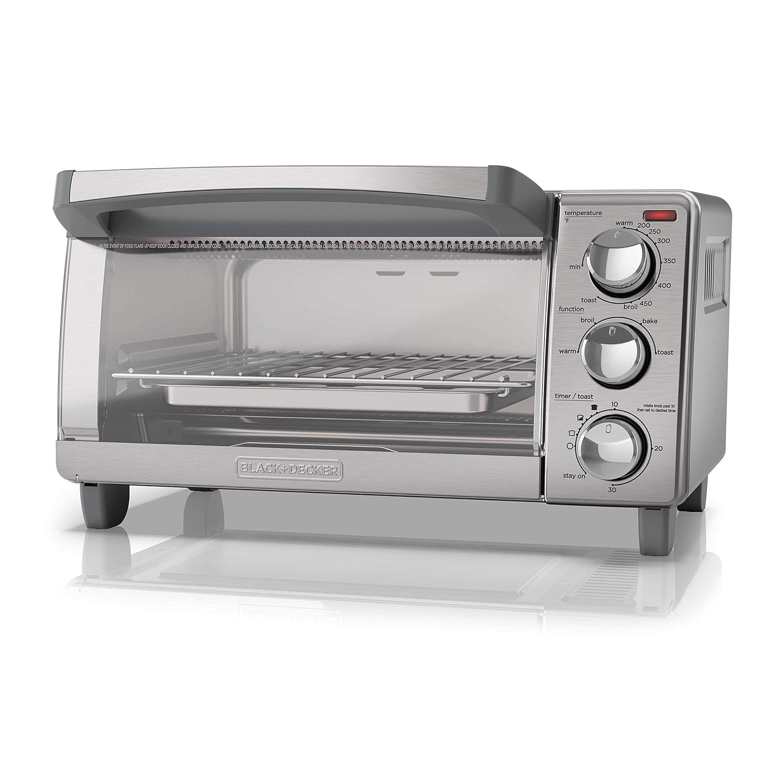 BLACK+DECKER4-Slice Toaster Oven with Natural Convection, Stainless Steel, TO1760SS