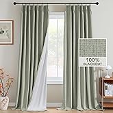 H.VERSAILTEX Pinch Pleated Full Blackout Curtains Linen Blended Chenille Blackout Curtains 96 inch Long 2 Panels Bedroom Ther