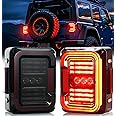 AUDEXEN LED Tail Lights Compatible with Jeep Wrangler JK JKU 2007-2018, Unique"C" Shaped Design Smoked Lens, 20W Reverse Ligh