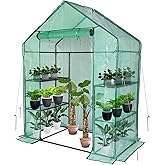 Small Greenhouse for Outdoors,56 x 30 x 76''Mini Walk in Greenhouse, Portable Greenhouse with Roll-up Zipper Entry Door and A