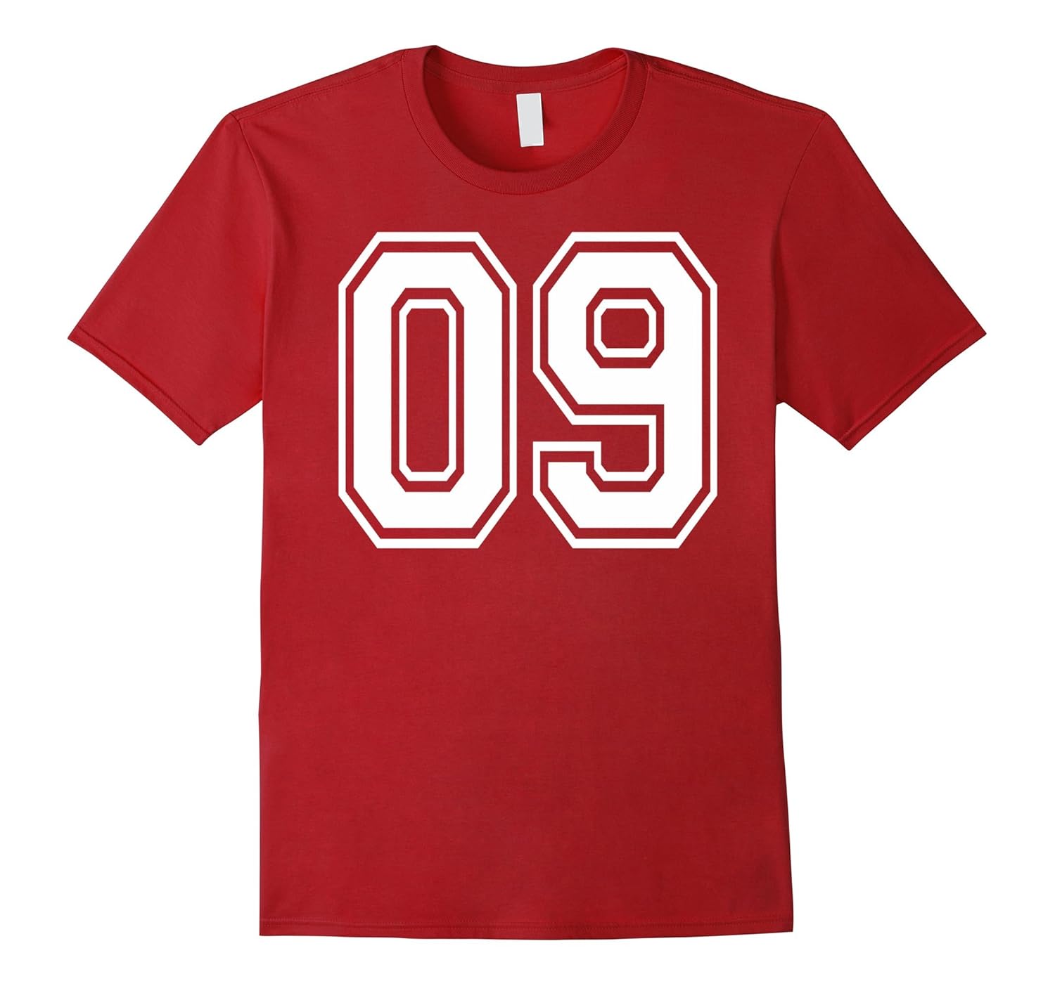 #09 Numbered College Sports Team T-Shirts white front & back-FL