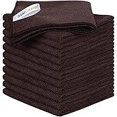 SINLAND Absorbent Microfiber Dish Cloth Kitchen No Streak Cleaning Cloth Dish Rags Lens Cloths 12 Inch X 12 Inch 12 Pack Dark