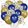 Navy Blue and Gold 80th Birthday Balloons Decorations 15Pcs Happy 80th Birthday Navy Blue Gold Confetti Latex Balloons Decora