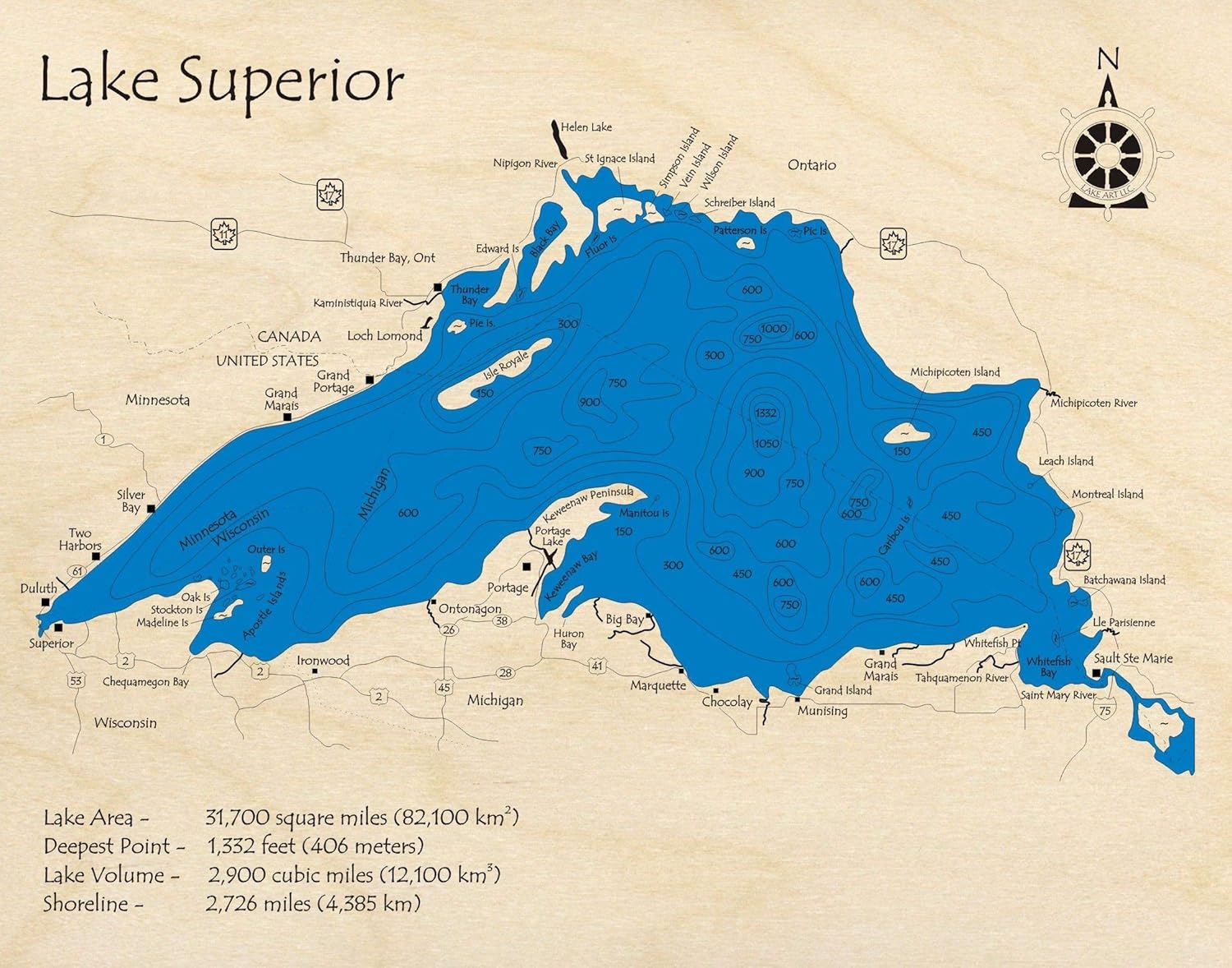 Depth Map Lake Superior - Share Map