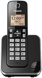 PANASONIC Expandable Cordless Phone System with Amber Backlit Display and Call Block – 1 Handsets – KX-TGC350B (Black)