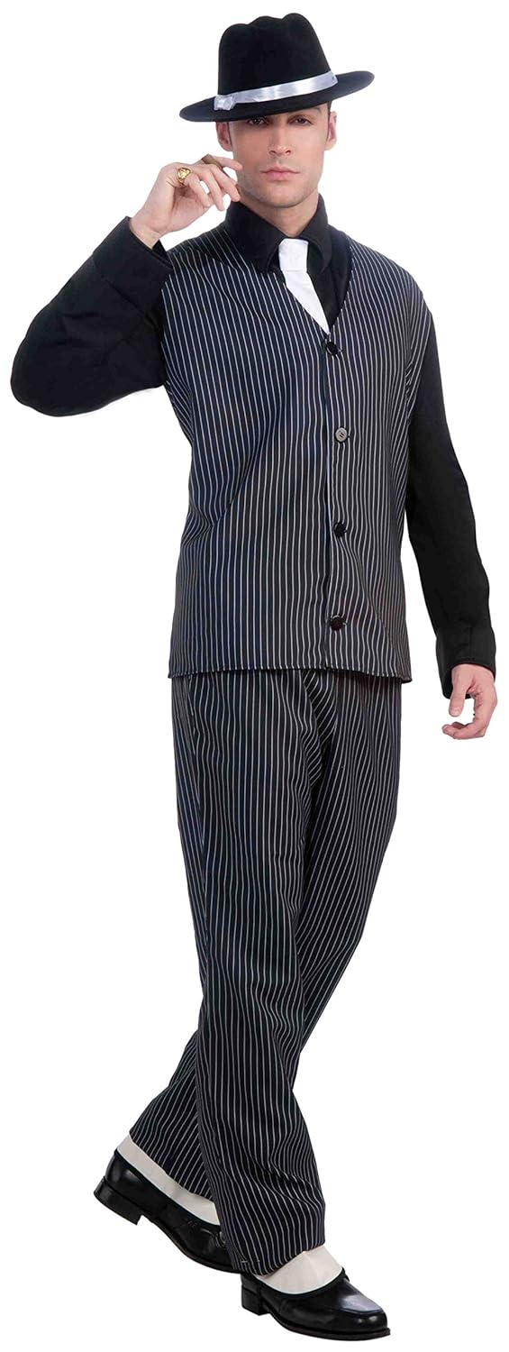 1920s Men’s Costumes: Gatsby, Gangster, Peaky Blinders, Mafia Forum Novelties Mens Roaring 20s Pinstripe Suit Gangster Costume  AT vintagedancer.com