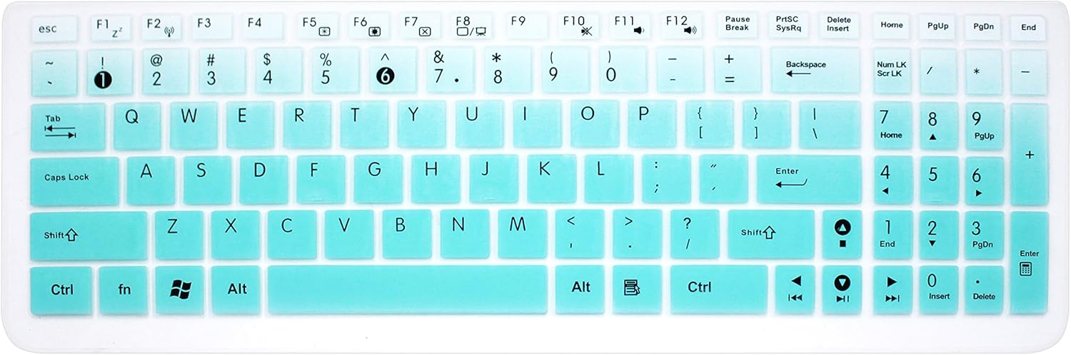 Keyboard Cover Skin for ASUS 15.6 inch F555 F554LA F556UA GL552VW K501UX K501LX K501UW GL502VY GL502VT/GL552VW GL752VW Q503UA Q524UQ/Q534UX Q552UB Q553UB/Q534UX X540SA X751LAV X550ZA (Ombre Mint)