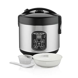 Hamilton Beach (37518) Rice Cooker, 4 Cups uncooked resulting in 8 Cups Cooked with Steam & Rinse Basket