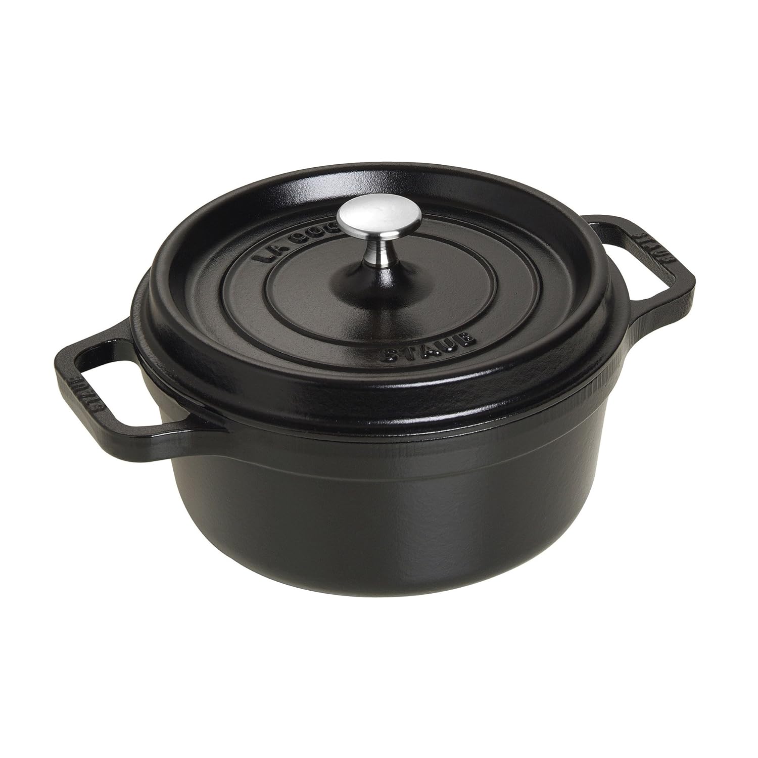 Staub 1102225 Cast Iron Round Cocotte, 2.75-quart, Black Matte