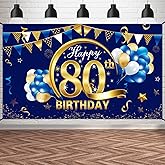 Blue Happy Birthday Banner Decorations for Men, Blue Gold Birthday Backdrop Party Supplies, Birthday Photo Background Sign