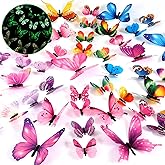 96 Pieces Glow in The Dark Luminous 3D Butterfly Wall Decals Decor Removable Butterfly Stickers DIY Art Crafts Decor for Kids