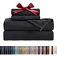 Bedsure King Size Sheets Black - Soft Sheets for King Size Bed, 4 Pieces Hotel Luxury King Sheets, Easy Care Polyester Microf