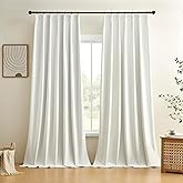 Joydeco Pinch Pleated Linen Blackout Curtains Two Pages,84 Inches Long,100% Blackout,Textured Insulated Drapes for Bedroom an