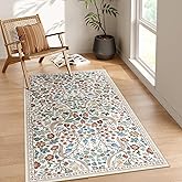 Moynesa Floral Washable Area Rugs, 3x5 Rugs for Bedroom Non Slip Soft Entry Rug, Boho Flower Small Living Room Throw Rug Ultr