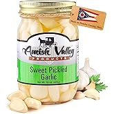 Amish Valley Products Country Pickled Garlic Sweet or Hot Flavor 15 oz Glass Jar (SWEET, 1-15oz JAR)