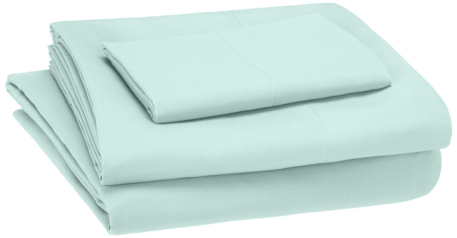 AmazonBasics Kid's Sheet Set - Soft, Easy-Wash Microfiber - Twin, Light Jade Green