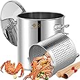 ARC 100 QT Large Crawfish Seafood Boil Pot with Basket and 2 Brown-paper Table Covers, Stainless Steel Stock Pot with Straine