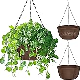 T4U Hanging Planters for Outdoor Plants, 3 Pack 10 Inch Hanging Baskets for Plants Outdoor with Rustproof Chain, Fabric Hangi