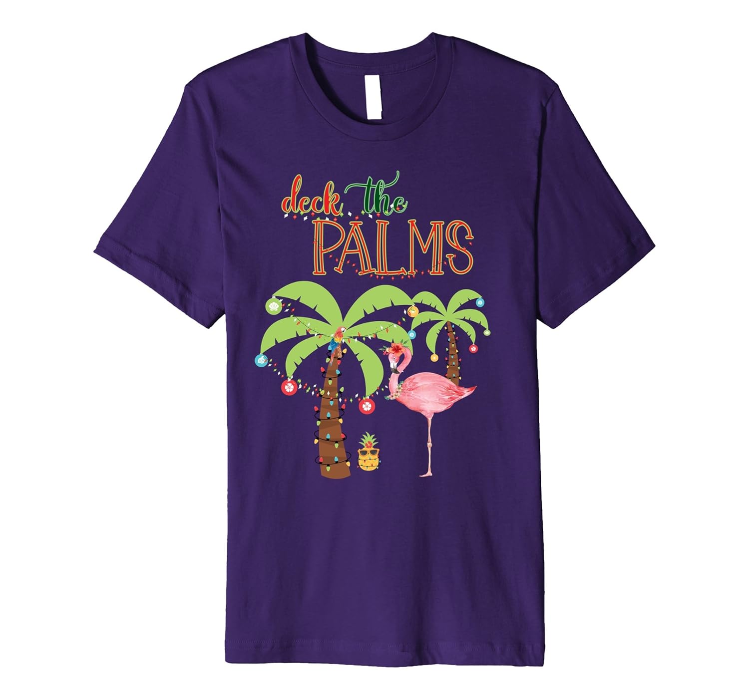 Tropical Christmas T Shirt-Flamingo-Family Holiday Vacation-ANZ