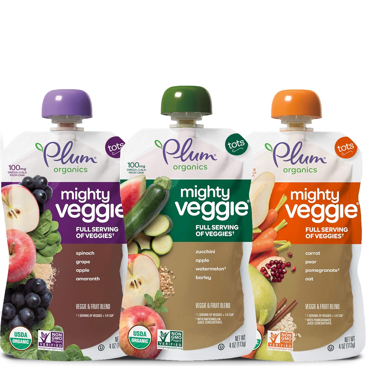 Plum Organics Mighty Veggie, Organic Toddler Food, Variety Pack, 4 ounce pouch (Pack of 18)" (Packaging May Vary)