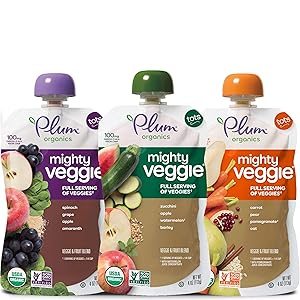 Plum Organics Mighty Veggie, Organic Toddler Food, Variety Pack, 4 ounce pouch (Pack of 18)" (Packaging May Vary)